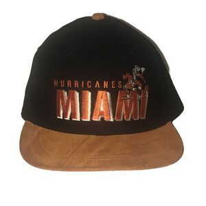 Vintage Miami Hurricanes NCAA Fitted Hat Cap Orange Black Speedway Size Large